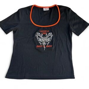 Biker Design Laconia 2009 black & orange cotton tee Size M #bikerstyle